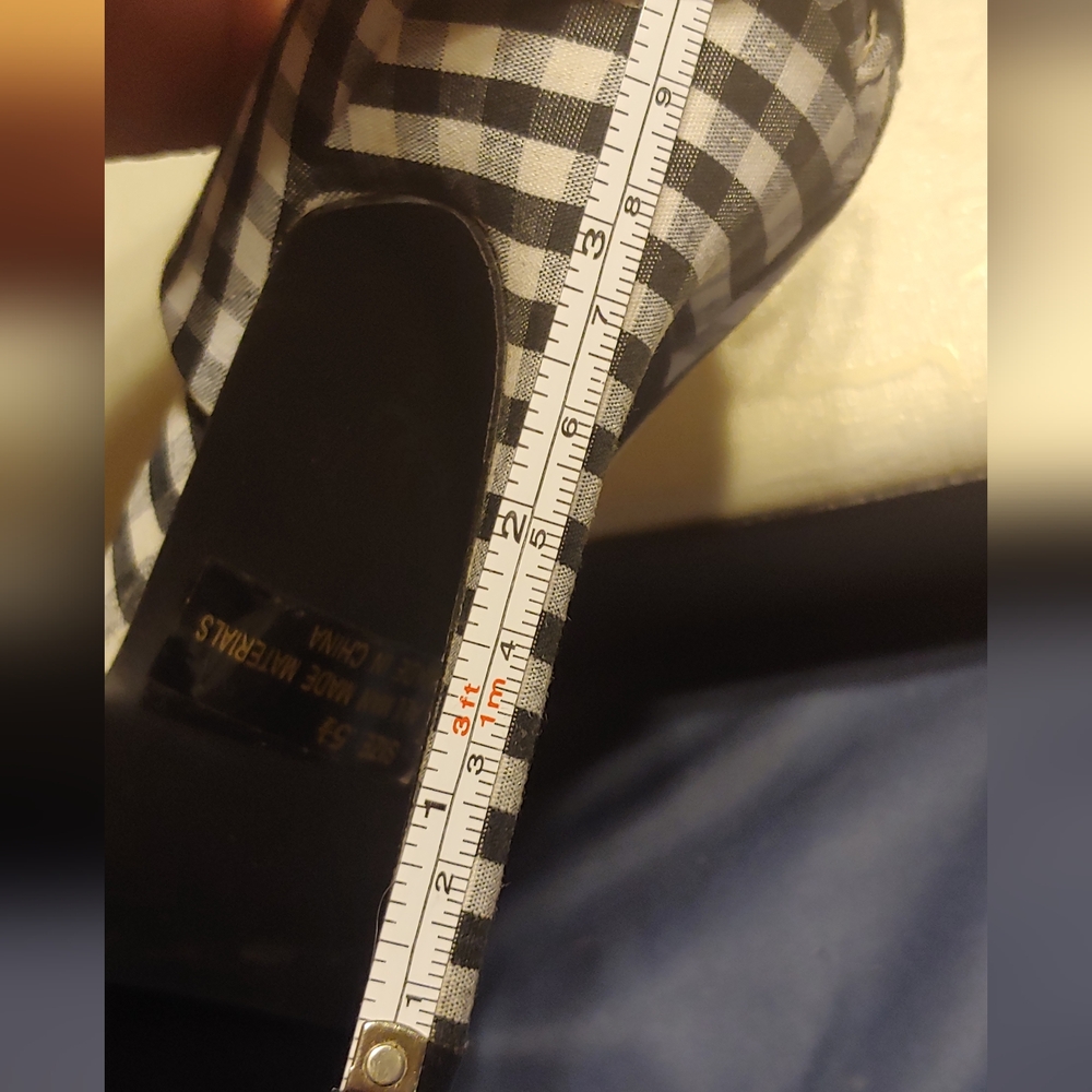 QUPID Black White Gingham Heels Sz 5.5 - Picture 5 of 5